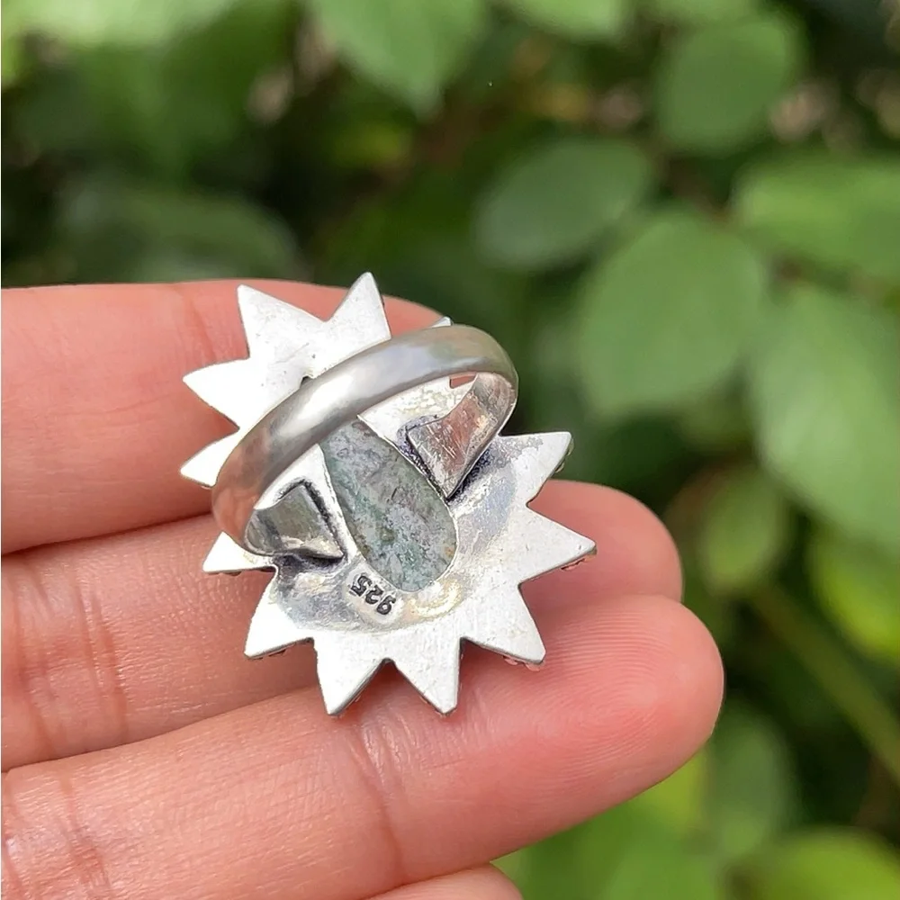 Size 7.25 925 silver‎ plated fushcite ring